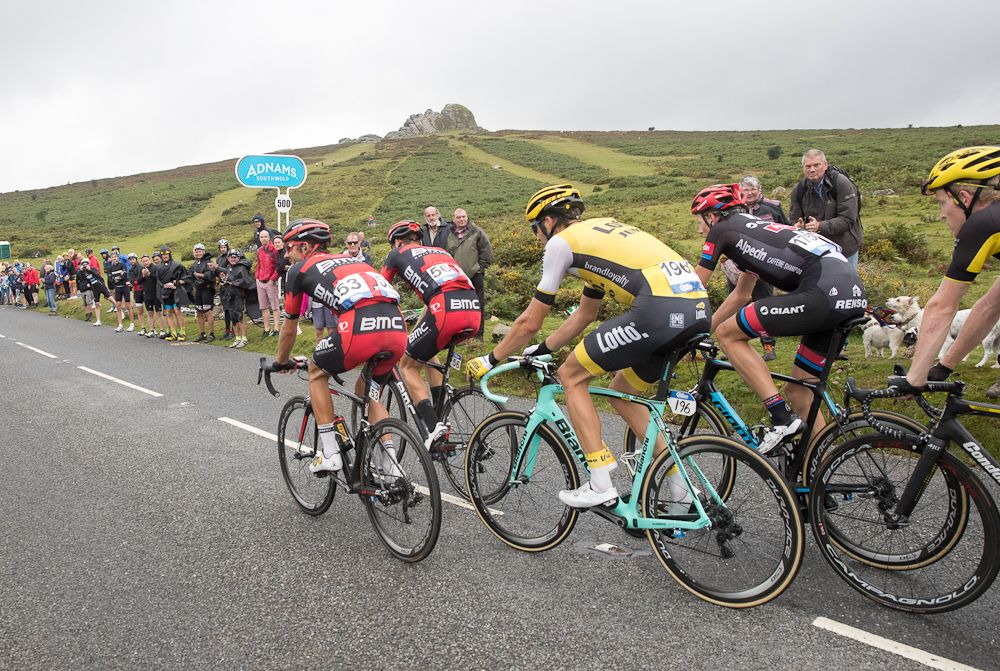 Riders make their way to the finish of stage 6 at the Tour of Britain