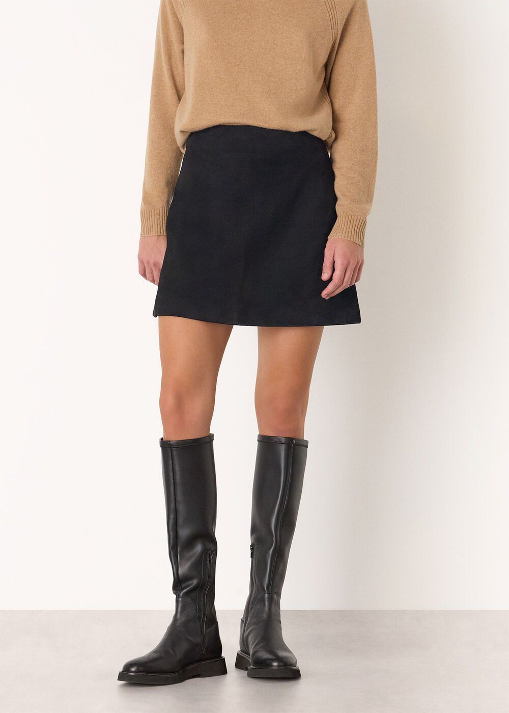 Black Suede a Line Skirt