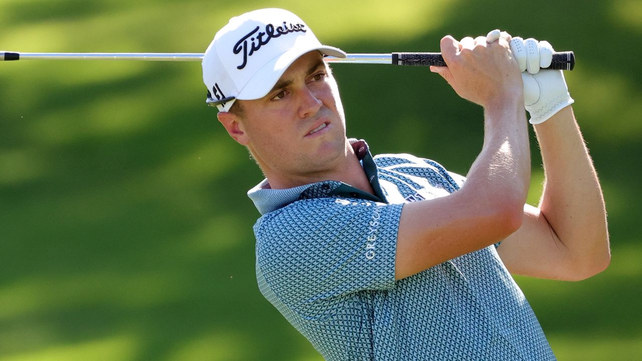 Justin Thomas takes a shot during the 2022 Charles Schwab Challenge