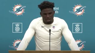 Tyreek Hill speaks during Miami Dolphins press conference