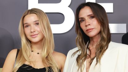 Image of Harper Seven Beckham and Victoria Beckham smiling 