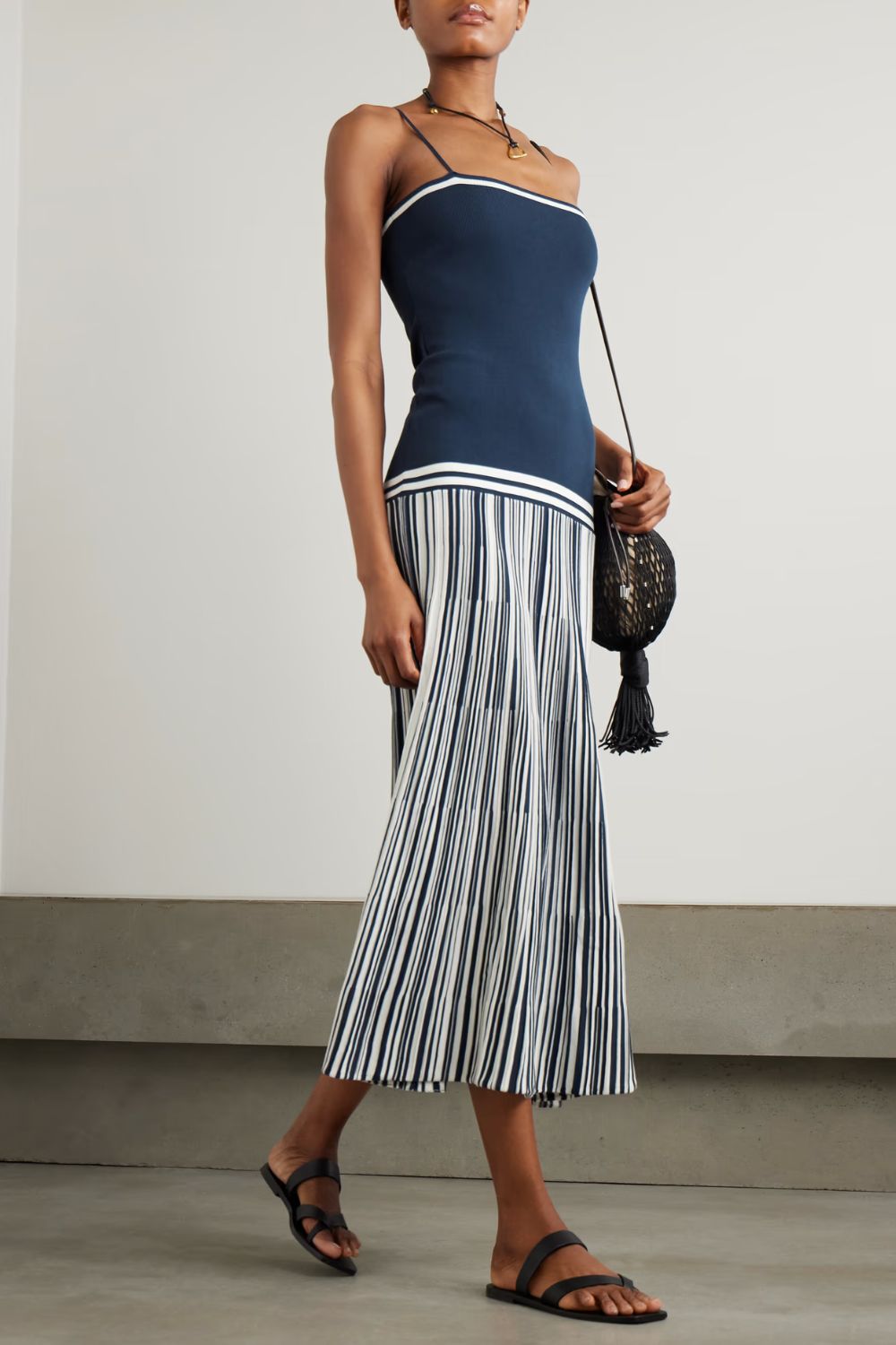 Faithfull Esenia pleated striped knitted maxi dress