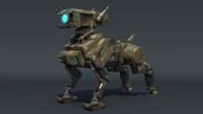 A 3D rendering of a military robot dog