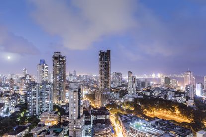 India view of the Mumbai skyline from the Malabar district in the city centre