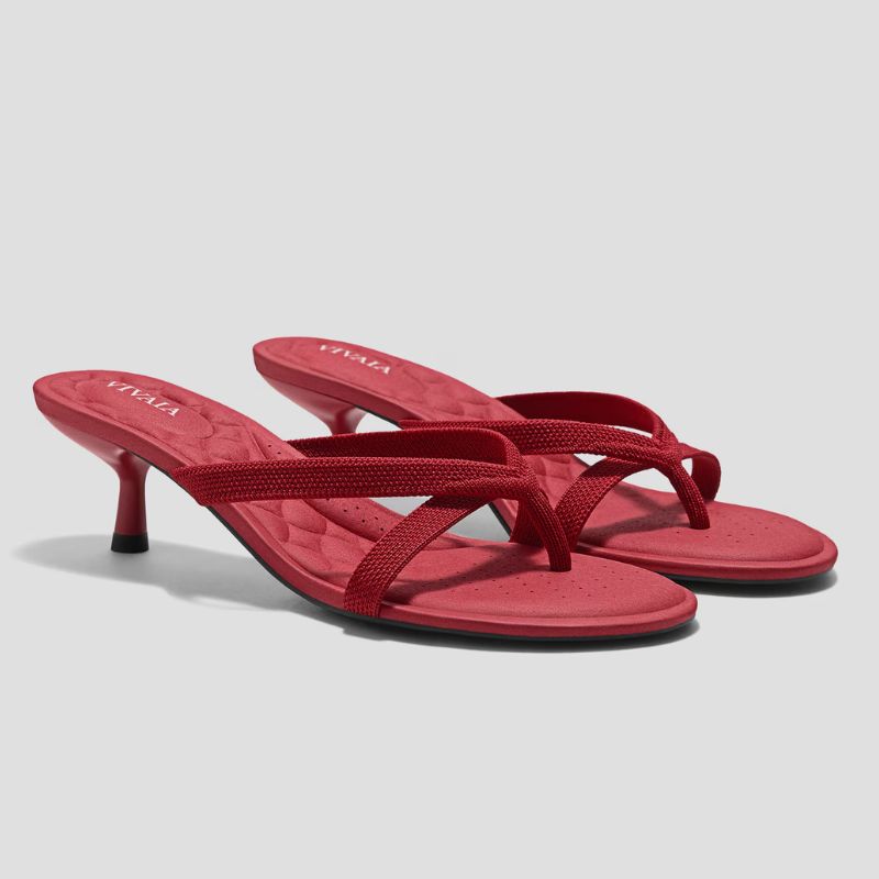 Image of red heel sandals