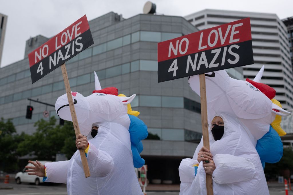 Anti-fascist protesters