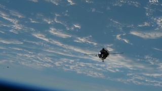 Russia's Progress 96 cargo spacecraft approaches the International Space Station on Sept. 19, 2026.