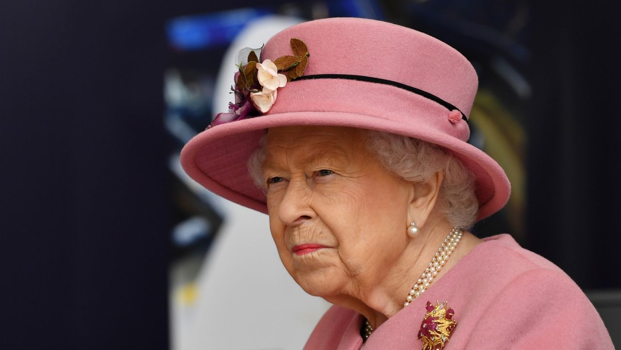 Queen Elizabeth II visits the Defence Science and Technology Laboratory (Dstl) at Porton Down science park on October 15, 2020 near Salisbury, England.