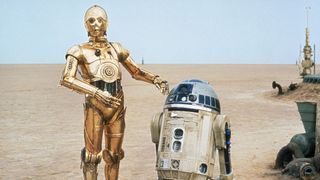 The famous C-3PO and R2-D2 of Star Wars.