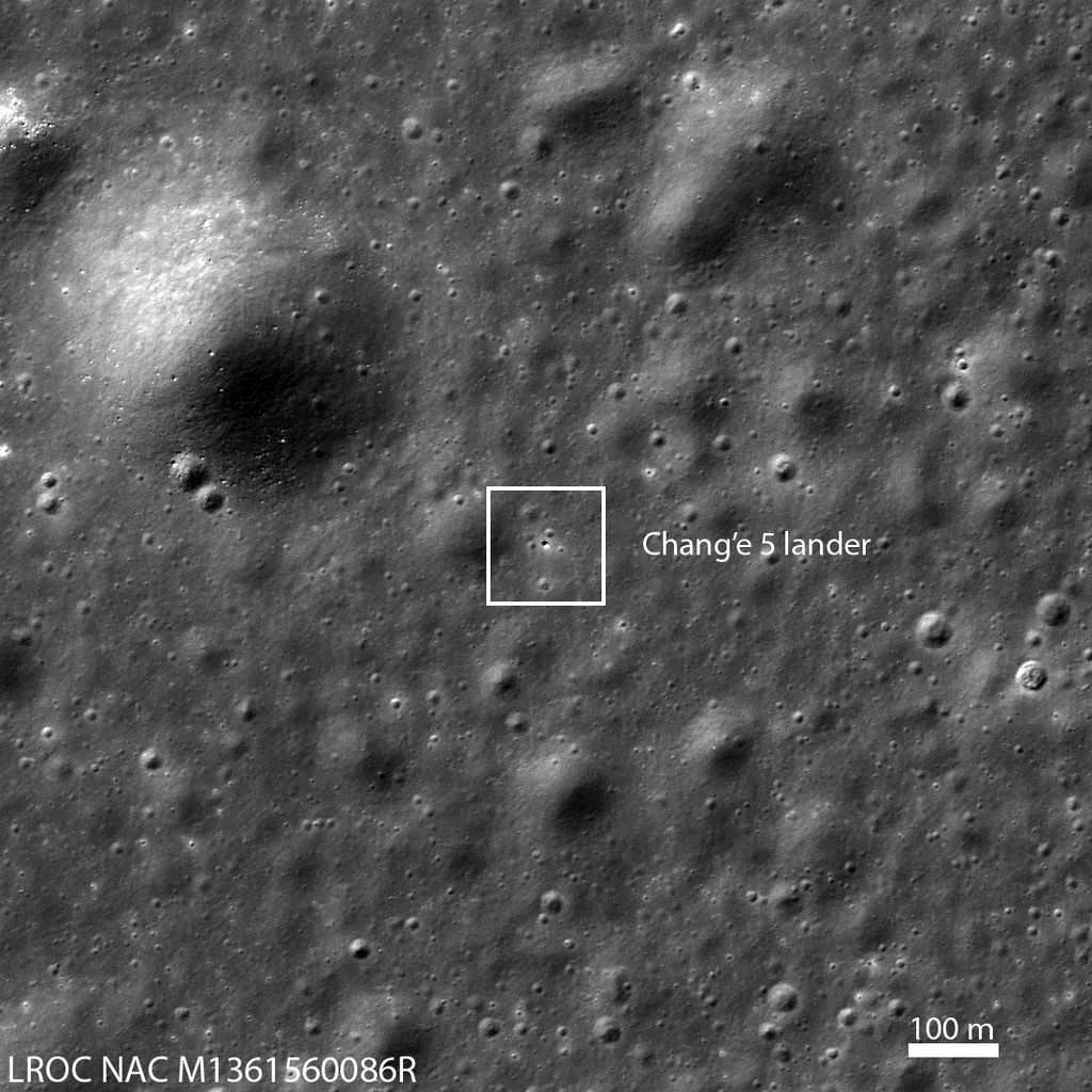 NASA's spacecraft spots China's Chang'e 5 lander on the moon