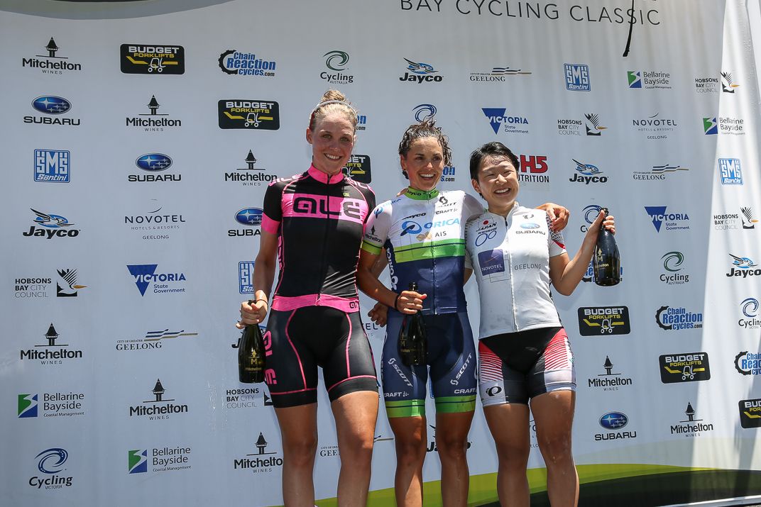 The women's podium on the final day of racing