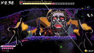 The player fights a huge boss named 'Transcendent Being'