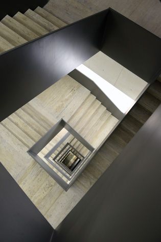 Aerial view staircase down multiple floors