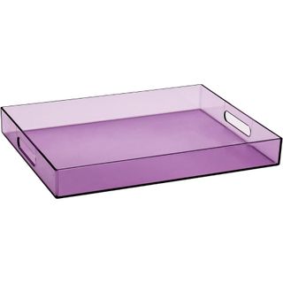 Sooyee Purple Transparent Serving Tray with Handles, 16