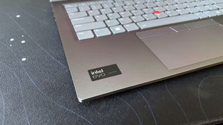 Close-up shot of the Intel Evo sticker on the Lenovo ThinkPad X1 2-in-1 Gen 9