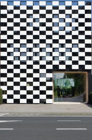 checkered front at Heyday office in Belgium