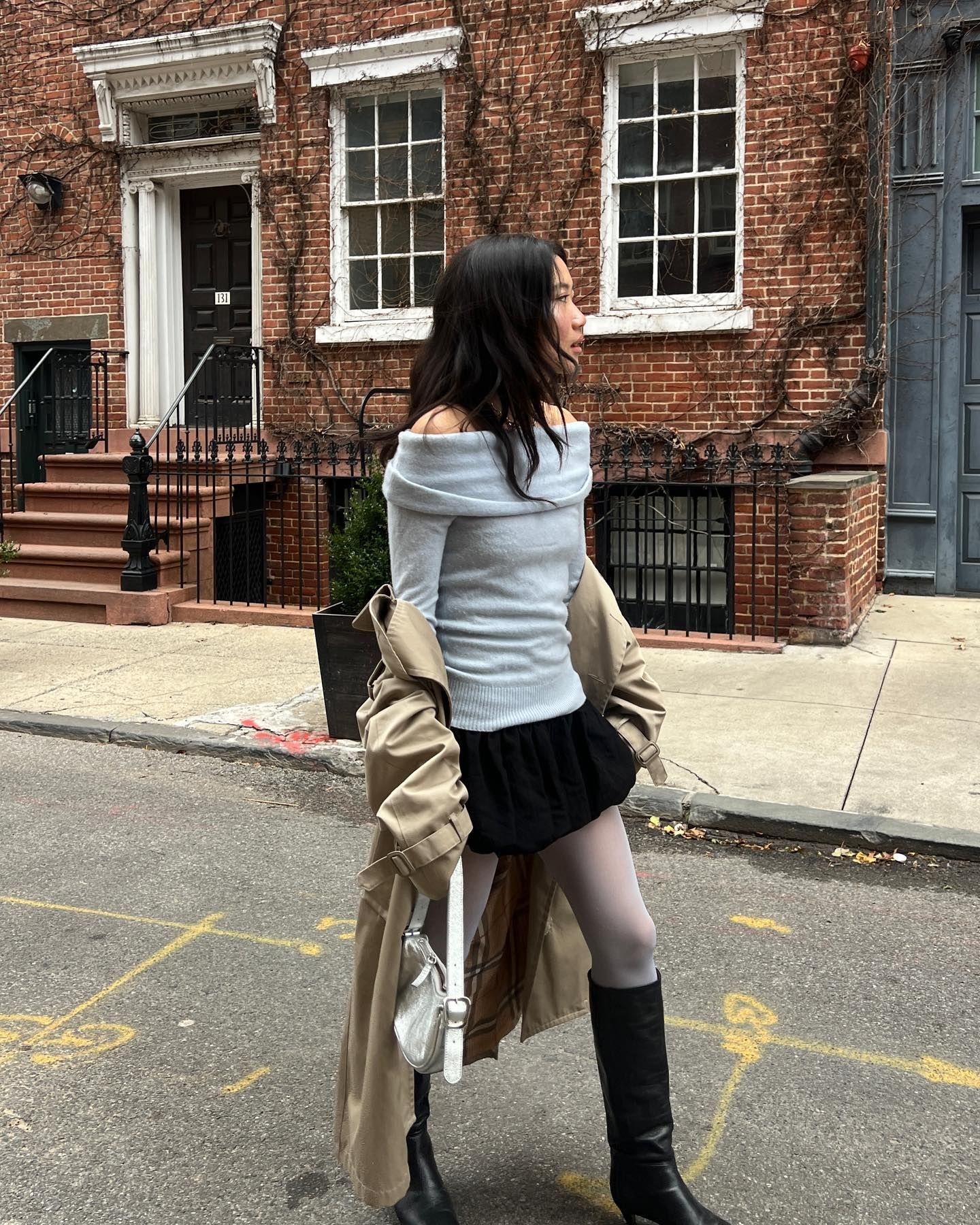 bubble hem skirt outfit
