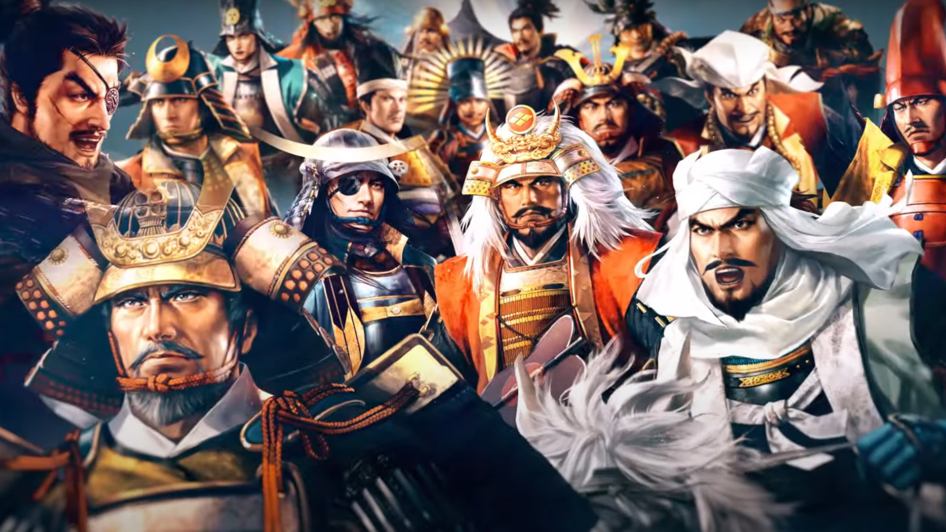A screenshot of the generals in the Switch 2 launch game Nobunaga's Ambition: Awakening Complete Edition.