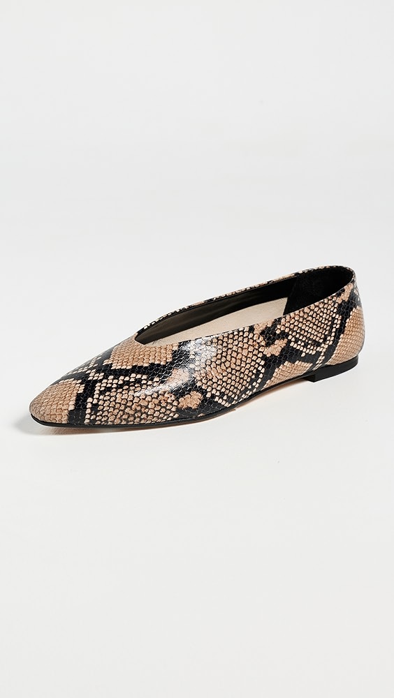 Aeyde Betty Snake Print Calf Leather Hazelnut Flats