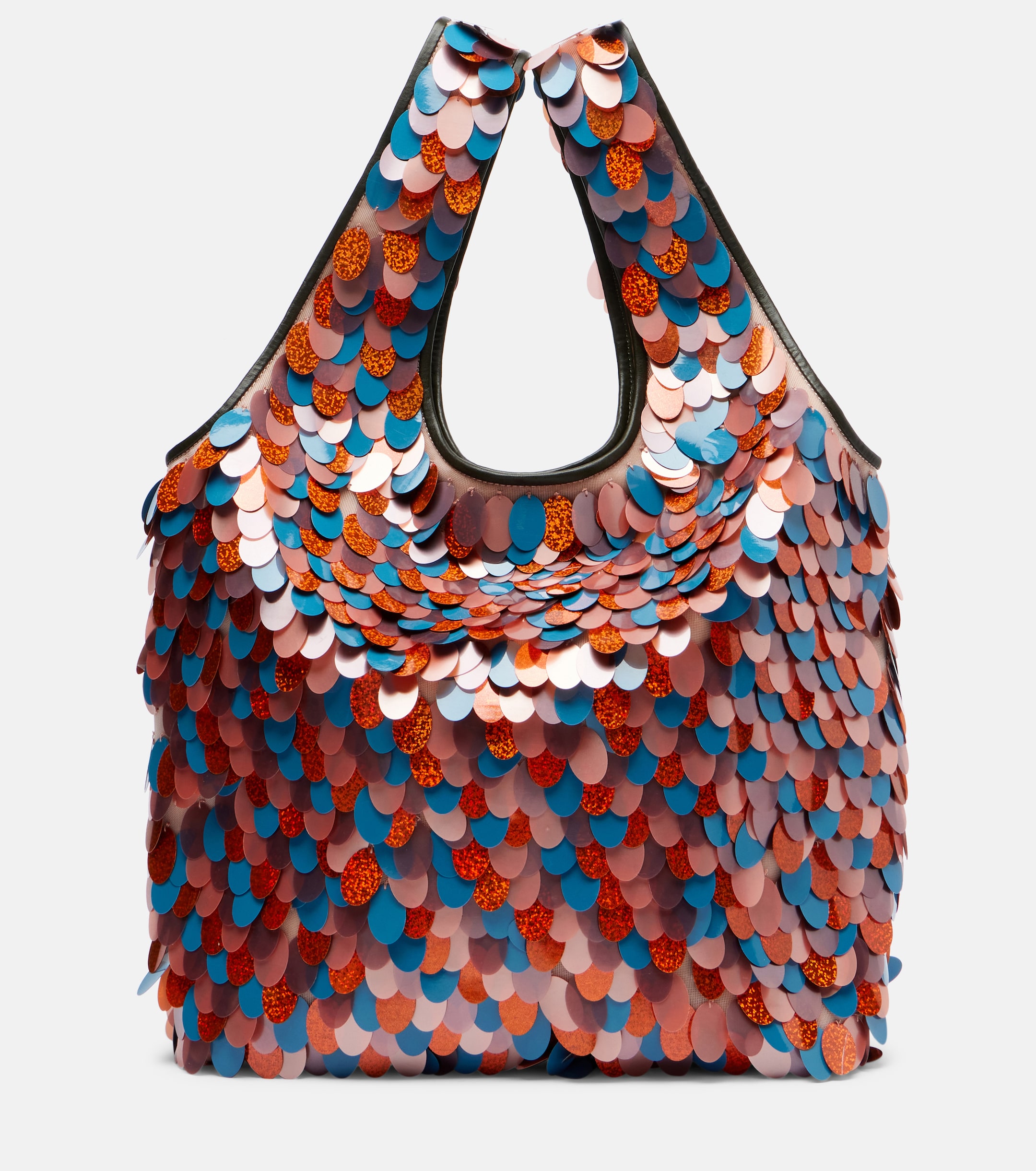 dries van noten March Large leather-trimmed sequined tote bag