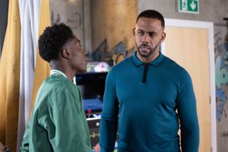 DeMarcus (left) tells his dad it would be better if he wasn't around in Hollyoaks.
