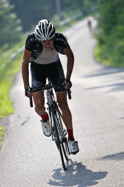 Scott Lyttle (Pure Black Racing) keeps up his pace on the climb.