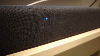 The Amazon Fire TV Soundbar on a shelf.