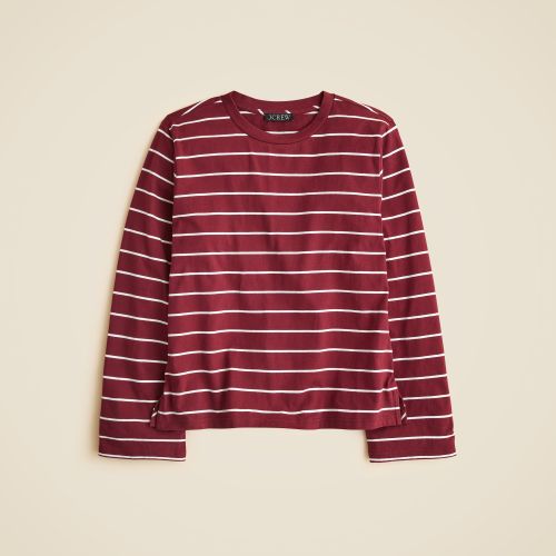 Boyfriend Jersey Relaxed Long-Sleeve T-Shirt in Stripe