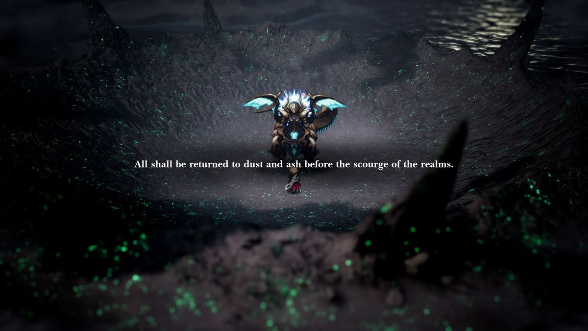 Screenshot from Final Fantasy Resonance, showing an encounter with Ultima Weapon in a large crater.