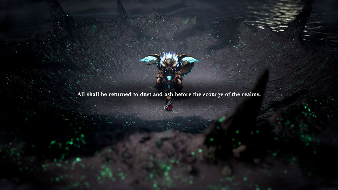 Screenshot from Final Fantasy Resonance, showing an encounter with Ultima Weapon in a large crater.