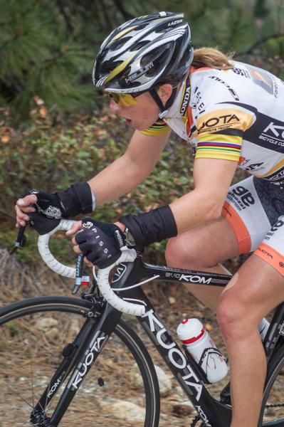 Nicole Cooke (Faren Honda) works hard on the climb