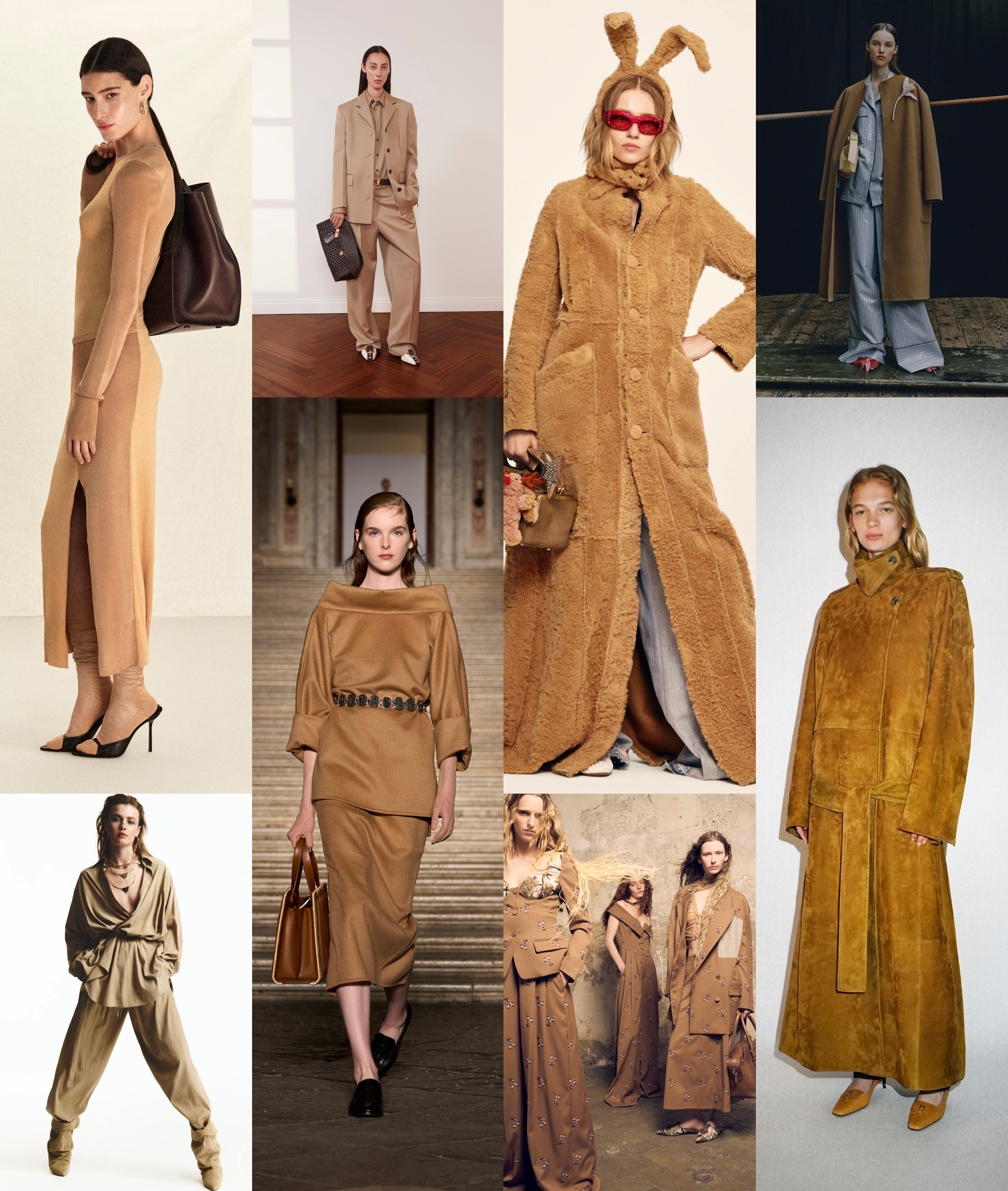 winter 2026 color trends, camel at Victoria Beckham, Isabel Marant, Ferragamo, Max Mara, Coach, Antonio Marras, Erdem, Khaite Resort 2026