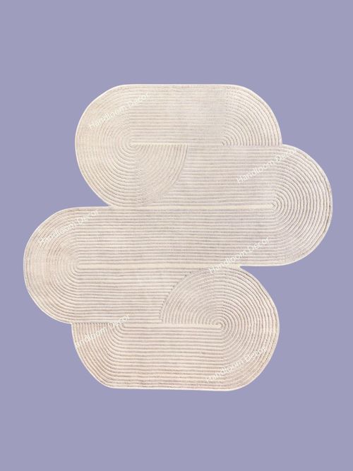 Irregular Shaped Tufted Wool Rug 