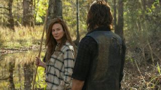 Daryl and Leah in Season 10 of The Walking Dead.