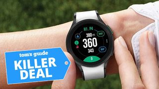 A photo of the Samsung Galaxy Watch 5 Golf Edition being worn on a user's wrist