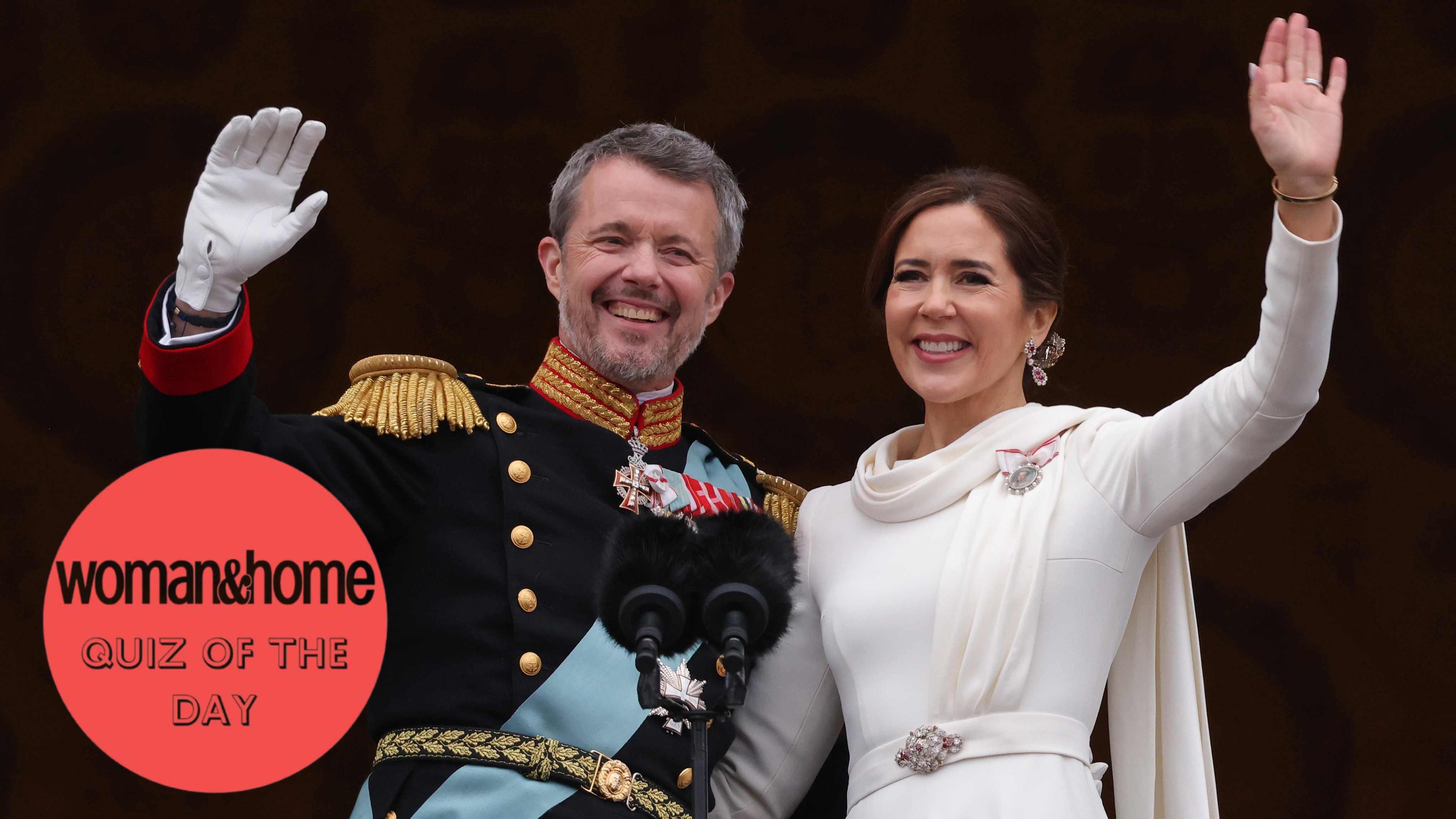Danish King Frederik X and Queen Mary wave from the balcony of Christiansborg Palace shortly after his proclamation on January 14, 2024 in Copenhagen, Denmark. King Frederik X is succeeding Queen Margrethe II, who has stepped down after reigning for 51 years. (Photo by Sean Gallup/Getty Images)