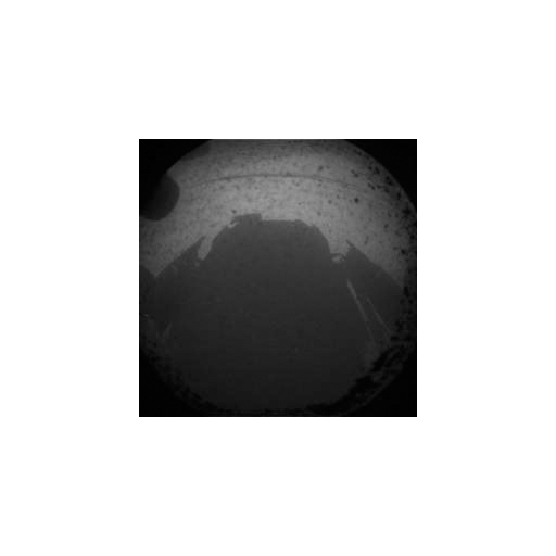 This first image from the Mars rover Curiosity on the surface of Mars shows the rover&#039;s shadow as seen by a navigation camera. 