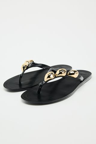 Zara Flat Leather with Decorative Detail