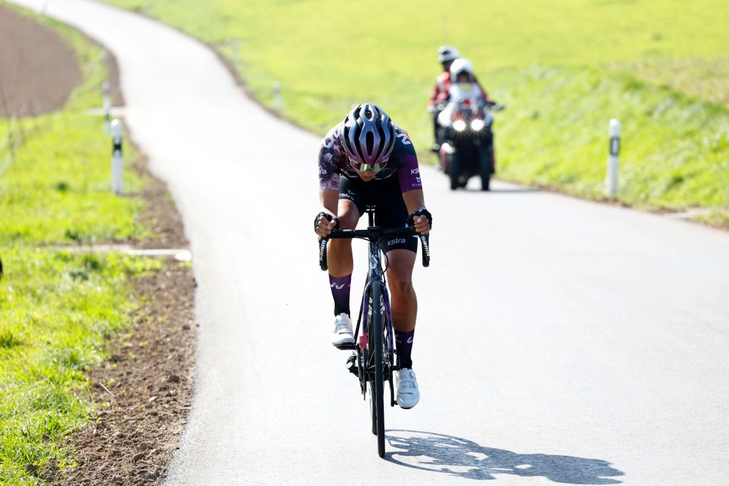 LAUSANNE SWITZERLAND OCTOBER 07 Katia Ragusa of Italy and Team Liv Racing XSTRA attacks during the 1st Tour de Romandie Feminin 2022 Stage 1 a 1344km stage from Lausanne to Lausanne TDRwomen TDRF on October 07 2022 in Lausanne Switzerland Photo by Bas CzerwinskiGetty Images