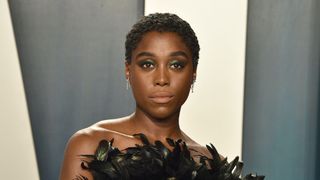 Lashana Lynch close-cropped natural hairstyle