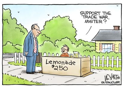 Political cartoon U.S. Trump trade war lemonade stand