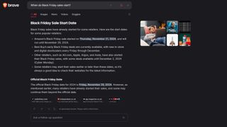 Brave Search now gives you the option to ask a follow-up question using AI when you search for a topic.