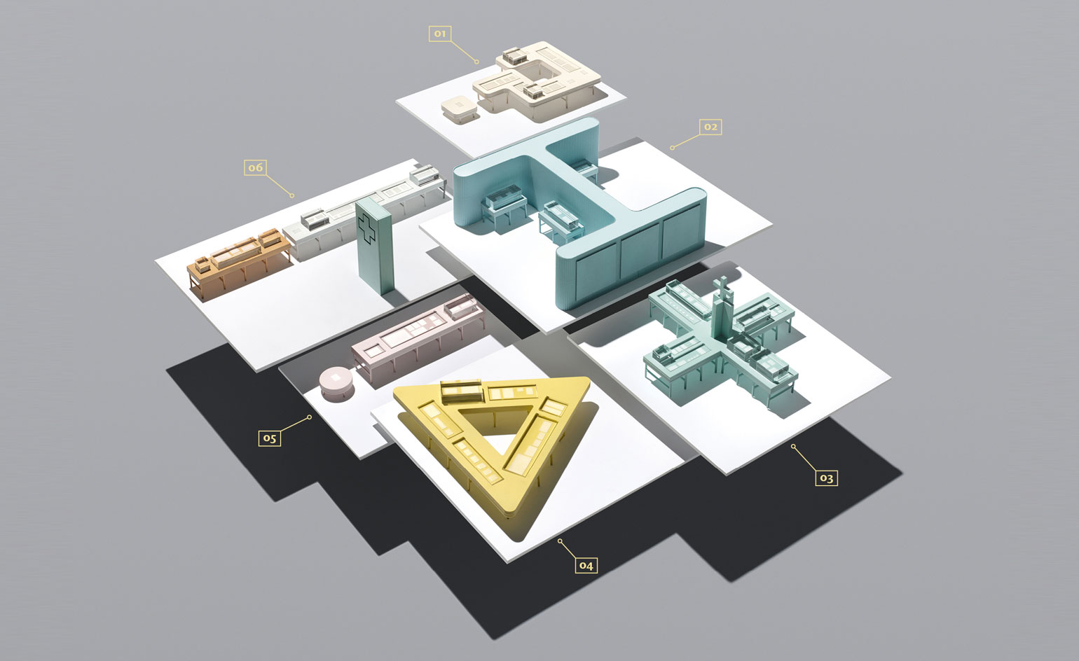 Graphic symbols as sets for themed sections