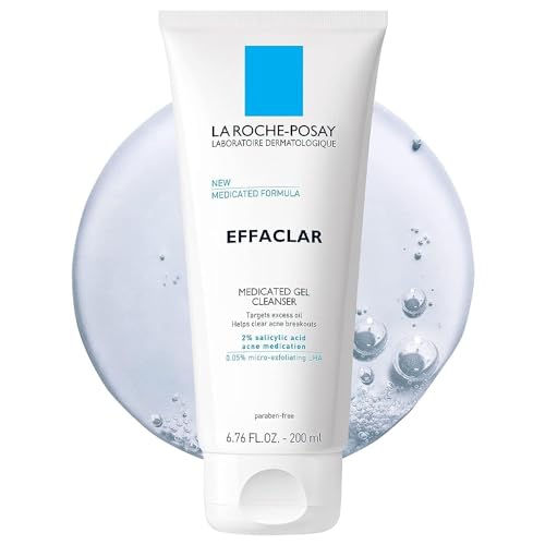 La Roche-Posay Effaclar Medicated Gel Cleanser, 2% Salicylic Acid Cleanser + Lha + Glycerin, Foaming Acne Face Wash, Helps Clear &amp;amp; Prevent Acne Breakouts, Oil Free, Targets Excess Oil