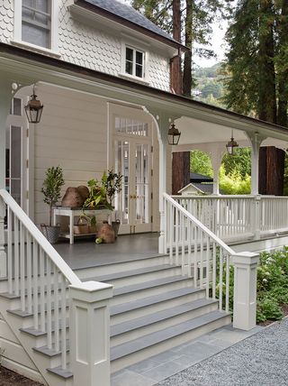 white front porch on a classic home