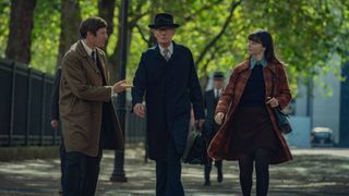 (L-R) James Norton, Bill Nighy and Thomasin McKenzie in "Joy"