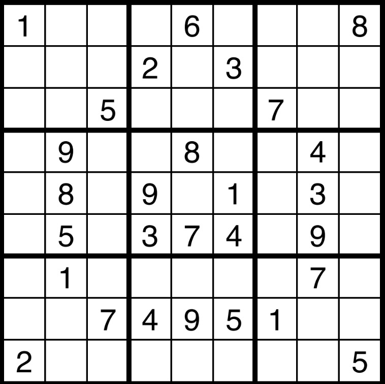 An unsolved sudoku.