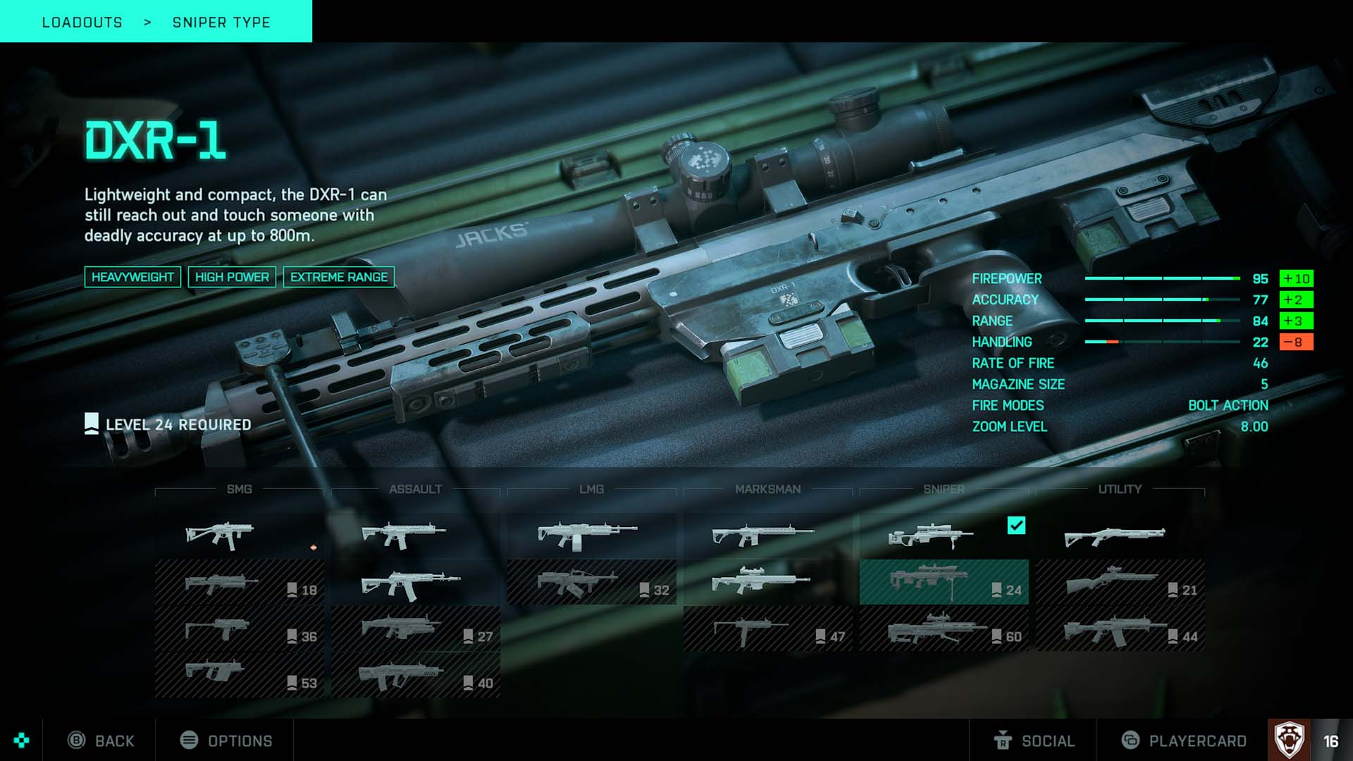 Battlefield 2042 guns weapons dxr-1 sniper rifle stats