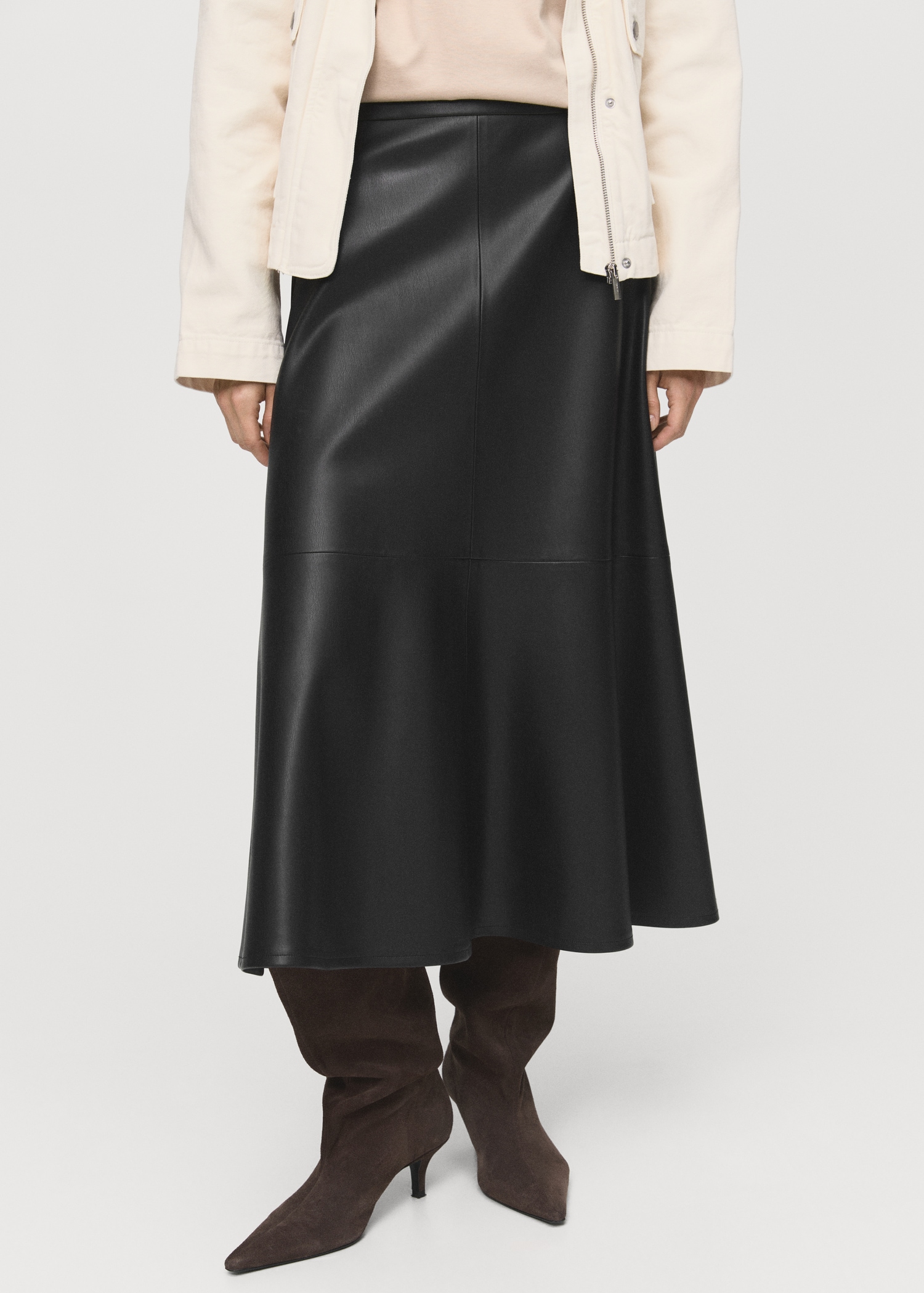 Faux-Leather Midi-Skirt - Women | Mango Usa