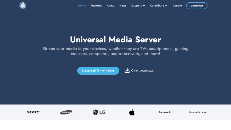 Tangkapan layar situs web untuk Universal Media Server